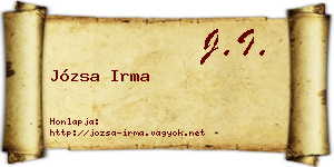 Józsa Irma névjegykártya